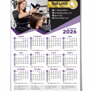Calendário de Parede 2026 – Personalizado 24x33cm | Papel 280g com Laminação + Ilhós