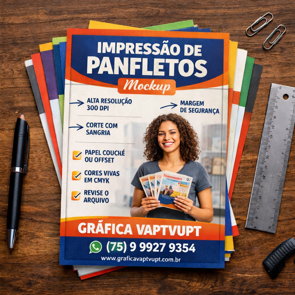 Mockup de demonstração de panfletos. Imagem ilustrativa